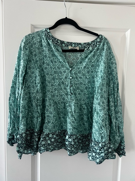 Vineyard Vines Tops - Vineyard Vines Seafoam Green Floral Button-Front Tunic